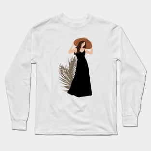 Woman in a black dress Long Sleeve T-Shirt